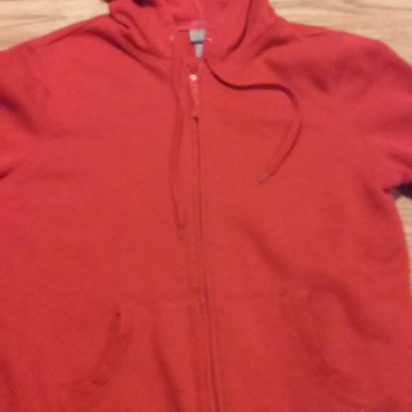 Hoodie Laura Scott Red Zip Front Two Pockets Size M/P Medium Petite - Picture 2 of 3